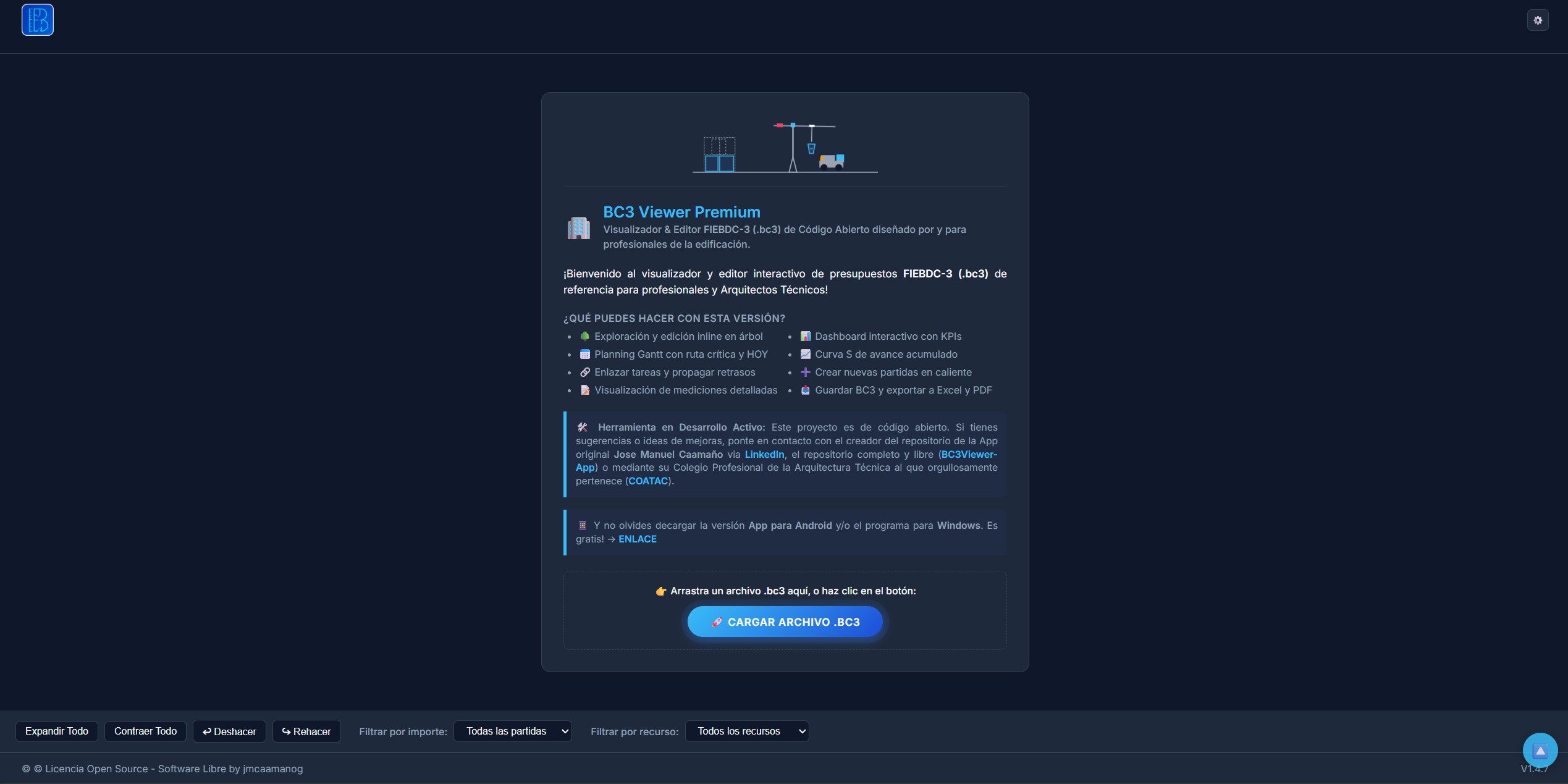 Portada de la App